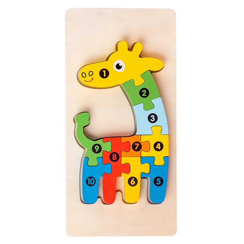 3D Holzpuzzle Dinosaurier & Tiere – Macaron-Stil Lernpuzzle aus Holz (ab 2 Jahre)