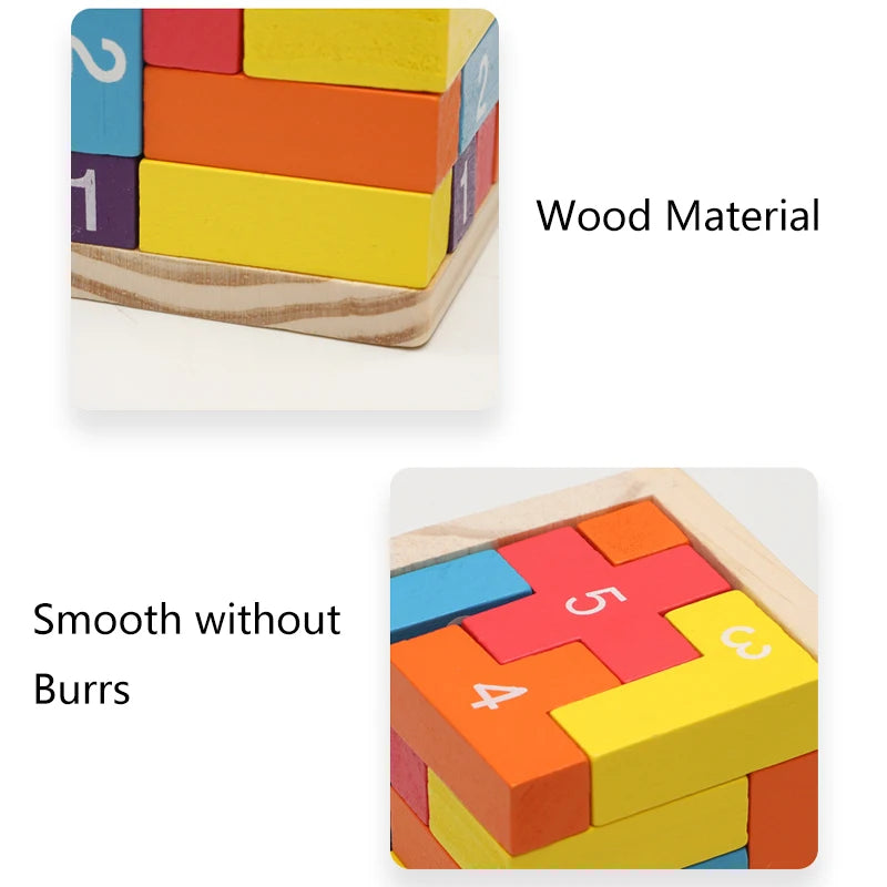 Bunter Holzwürfel – Klassisches Luban Lock 3D-Puzzle für Kinder & Erwachsene (ab 3 Jahre)