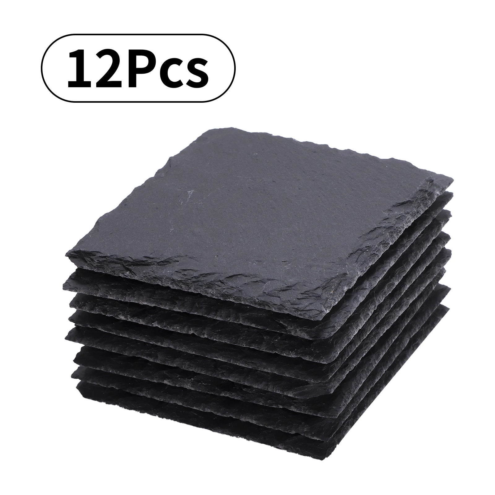 Schiefer-Untersetzer Set – Schwarze Naturstein-Untersetzer