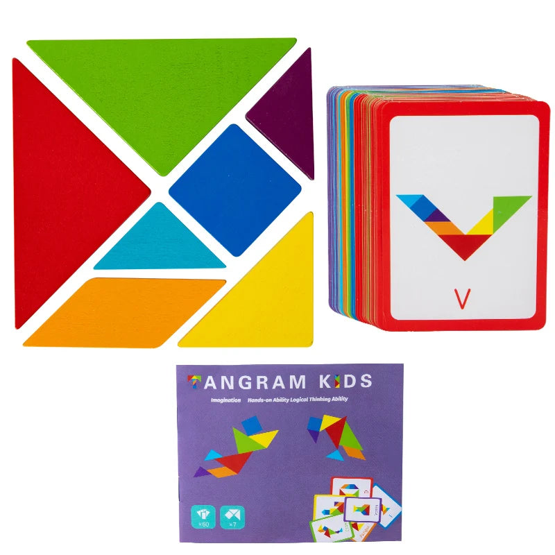 3D Holz-Tangram Jigsaw-Puzzle – Geometrische Formen & Montessori Lernhilfe (ab 3 Jahre)