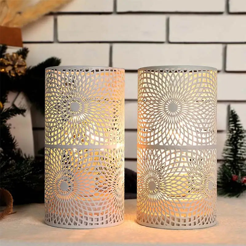 2er-Set Nordische Zylinder-Tischlampe mit LED-Lichterkette – Kabellose Nachtlampe