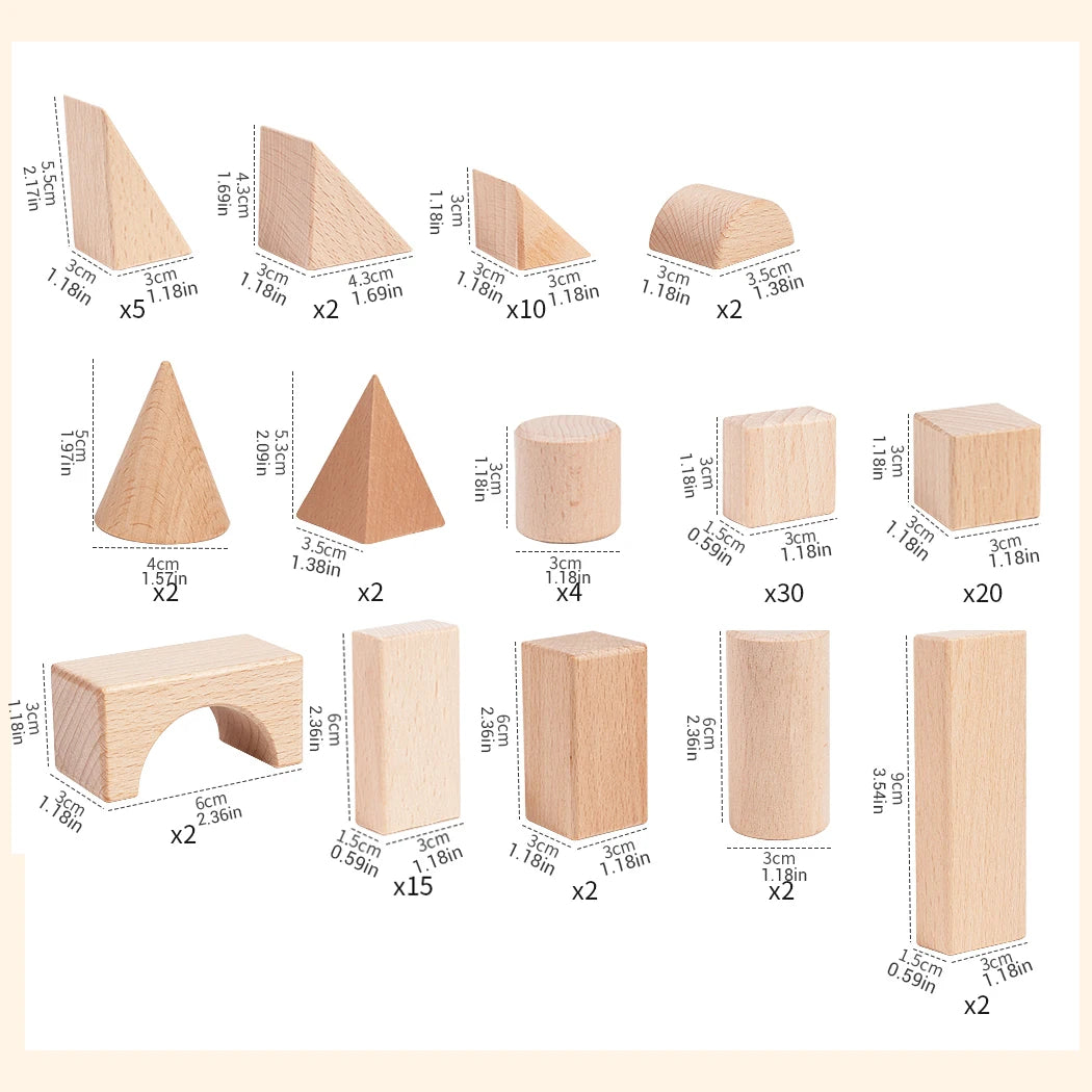 100-teilige klassische Holzbausteine – Kreatives Montessori Stapel- & Lernspielzeug für Kinder ab 4 Jahren