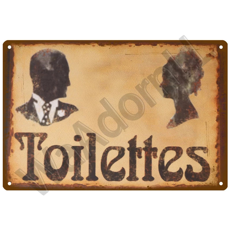 Vintage Metall-Blechschild WC – Witzige Badezimmer-Wanddeko Toilette Retro 20×30 cm