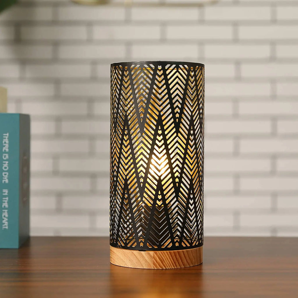 Geometrische Metall-Tischlampe mit Edison-Glühbirne – Kabellose Akku-Lampe