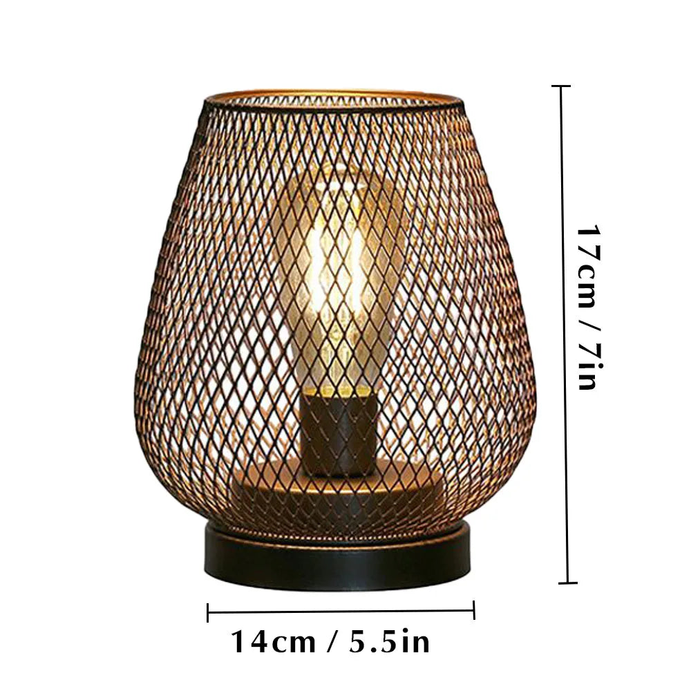 Nordische Metall-Käfig-Laterne mit LED – Kabellose Tischlampe