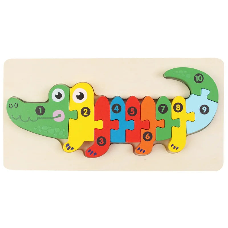 3D Holzpuzzle Dinosaurier & Tiere – Macaron-Stil Lernpuzzle aus Holz (ab 2 Jahre)