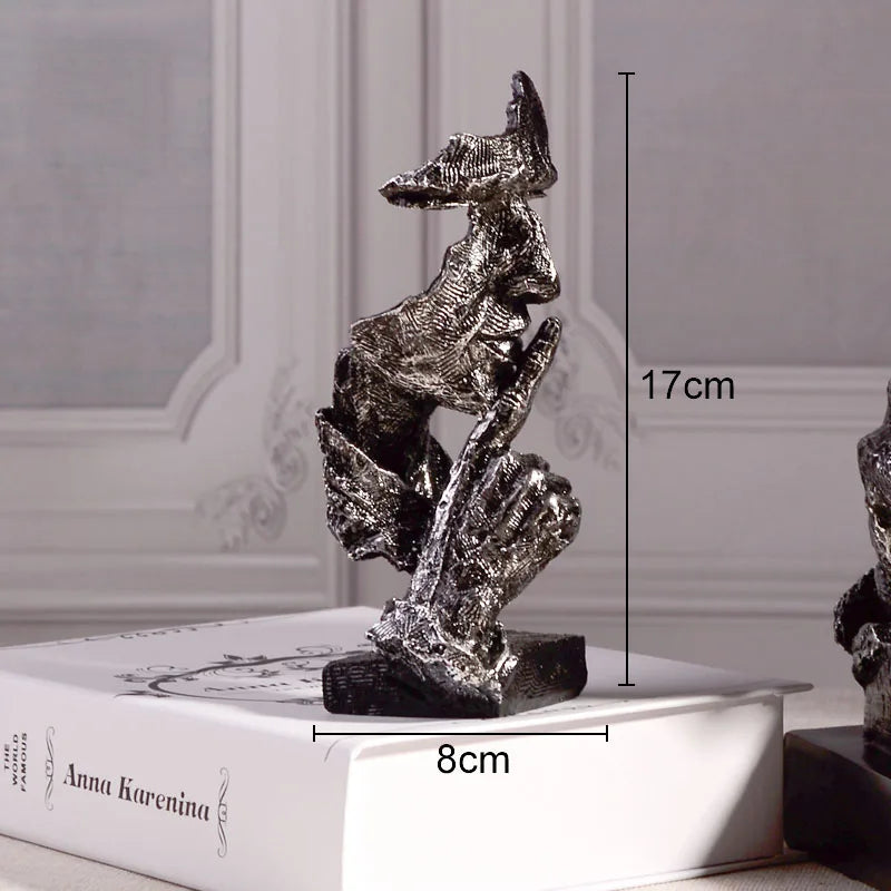 Abstrakte Gesichts-Skulptur „Schweigen ist Gold“ – Resin Figur