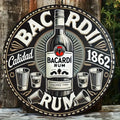 Vintage Bacardi Rum Rundes Aluminium-Wandschild – Retro Deko
