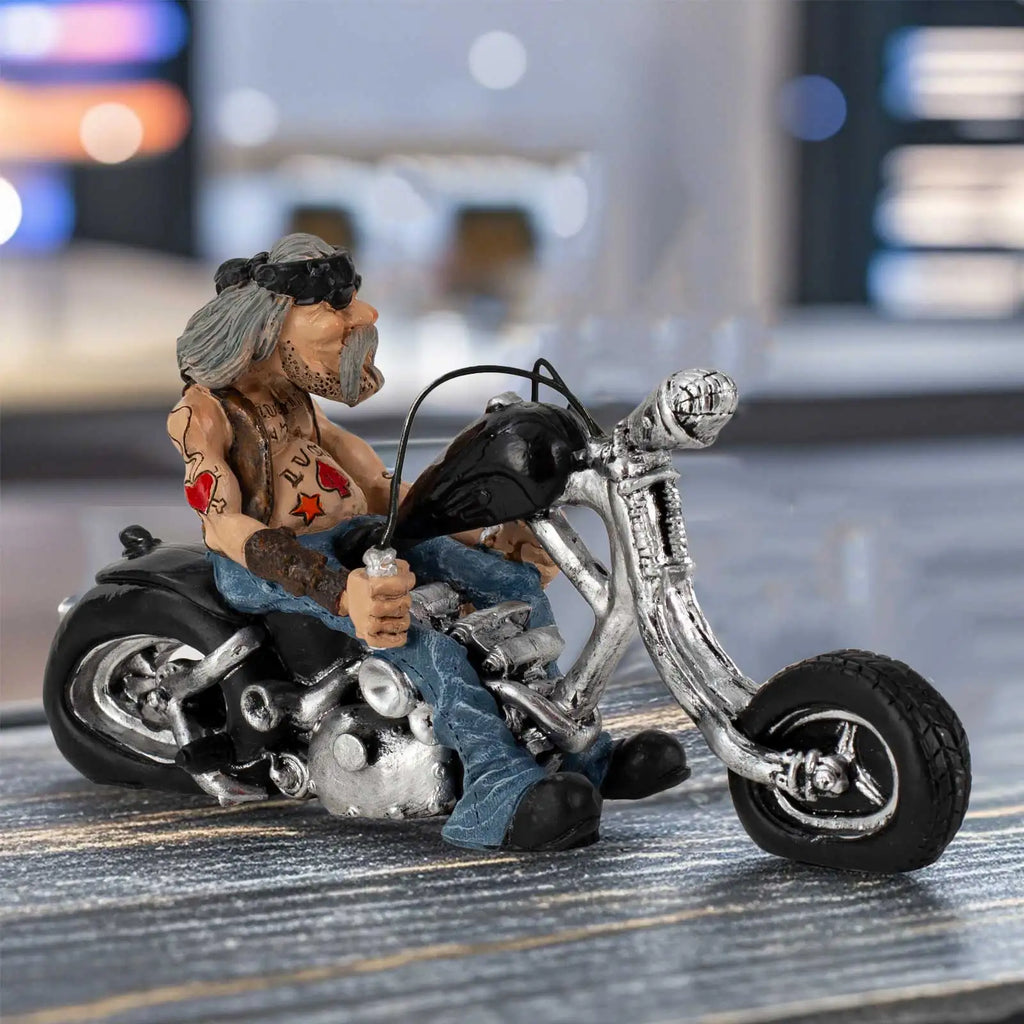 Lustige Biker Harz-Figur Motorradfahrer Retro