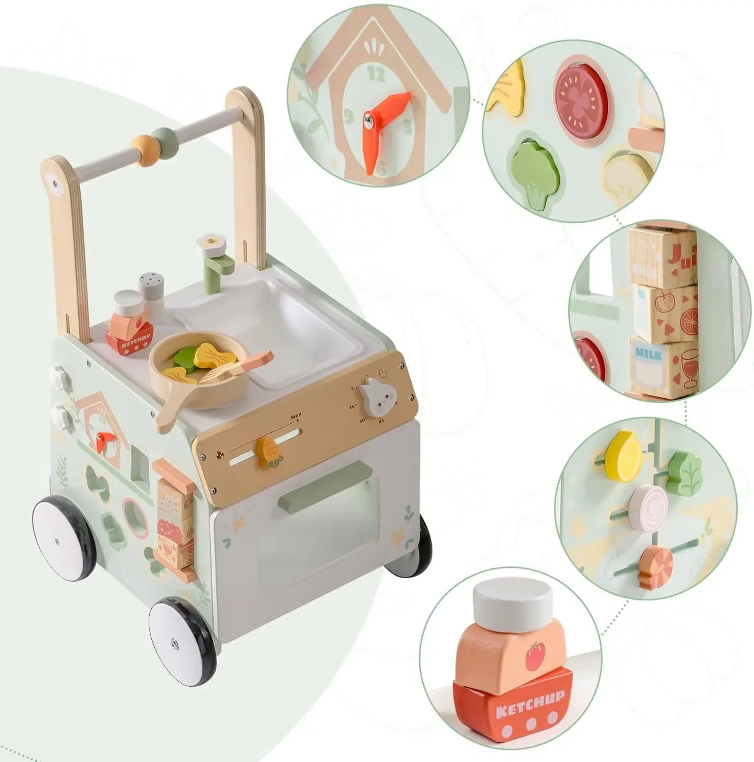 Robud Holz-Lauflernwagen mit verstellbarer Höhe & Geschwindigkeit – Montessori Lauflernhilfe für Babys & Kleinkinder