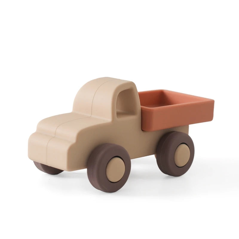 BPA-freies Silikon & Holz-Beißring in Fahrzeugform – Montessori Zahnungs-Spielzeug für Babys & Kleinkinder ab 1 Jahr