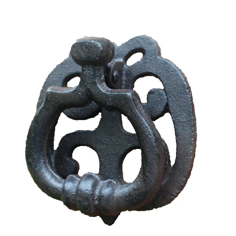 Dekorativer Türklopfer aus Gusseisen – Vintage-Stil, Schwarz, 12,5 × 11,5 cm